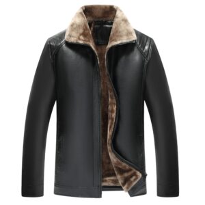 Premium Leather Jacket for Men’s – Fur Lined Winter Leather Jacket for Middle-Aged & Elderly Men