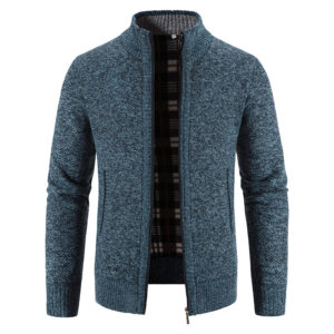 Shop Men’s Knitted Cardigan Sweater Coat with zip-up design and relaxed fit. Soft knitted fabric, stylish & perfect for winter casual wear.
